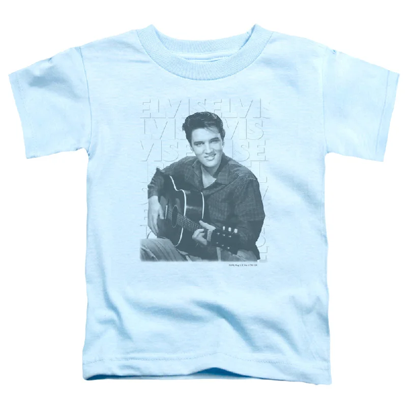 Year-End Clearance Elvis Presley Toddler T-Shirt Posing with Guitar Light Blue Tee