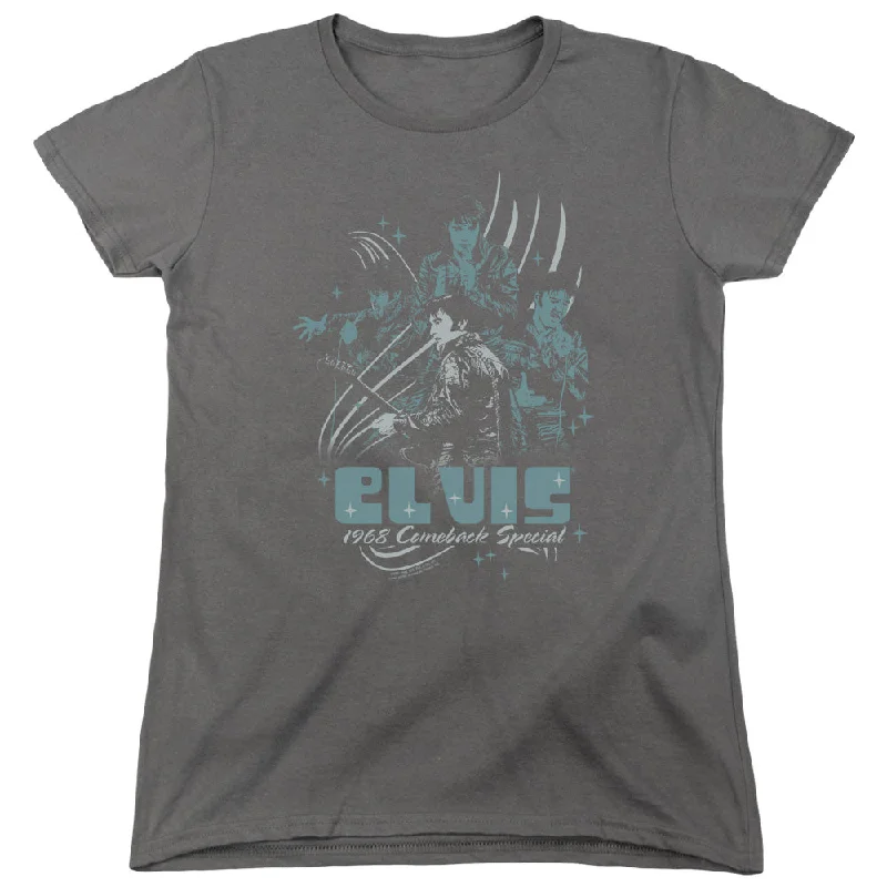 Shop and Save Elvis Presley Womens T-Shirt 1968 Comeback Special Charcoal Tee