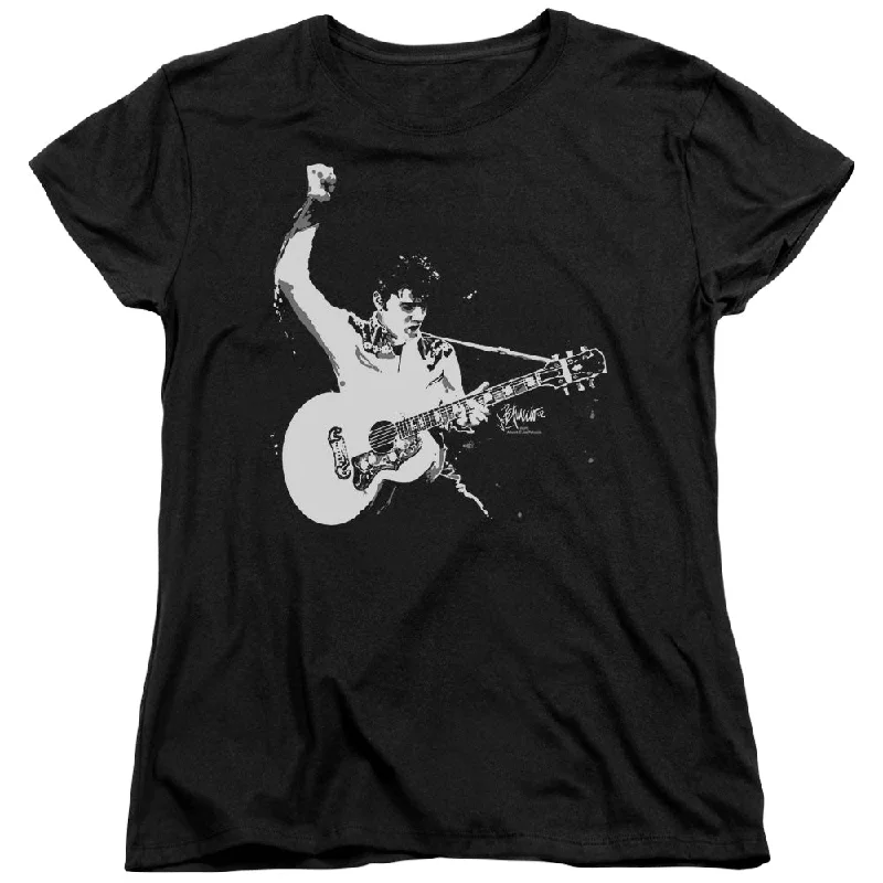 Exclusive Savings Elvis Presley Womens T-Shirt Black and White Photo Black Tee