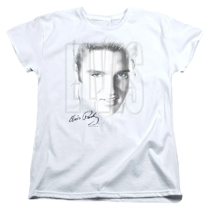 Stock Clearance Elvis Presley Womens T-Shirt Blue Eyes White Tee