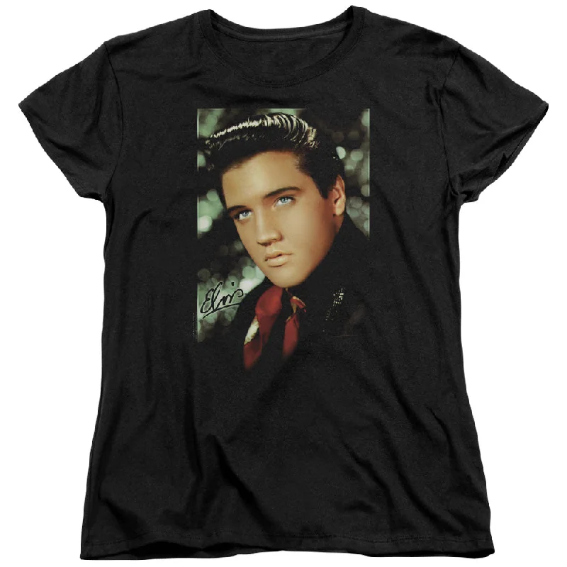 Seasonal Sale Elvis Presley Womens T-Shirt Dreamy Portrait Black Tee
