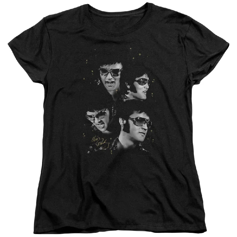 Don’t Miss Out Elvis Presley Womens T-Shirt Faces Black Tee