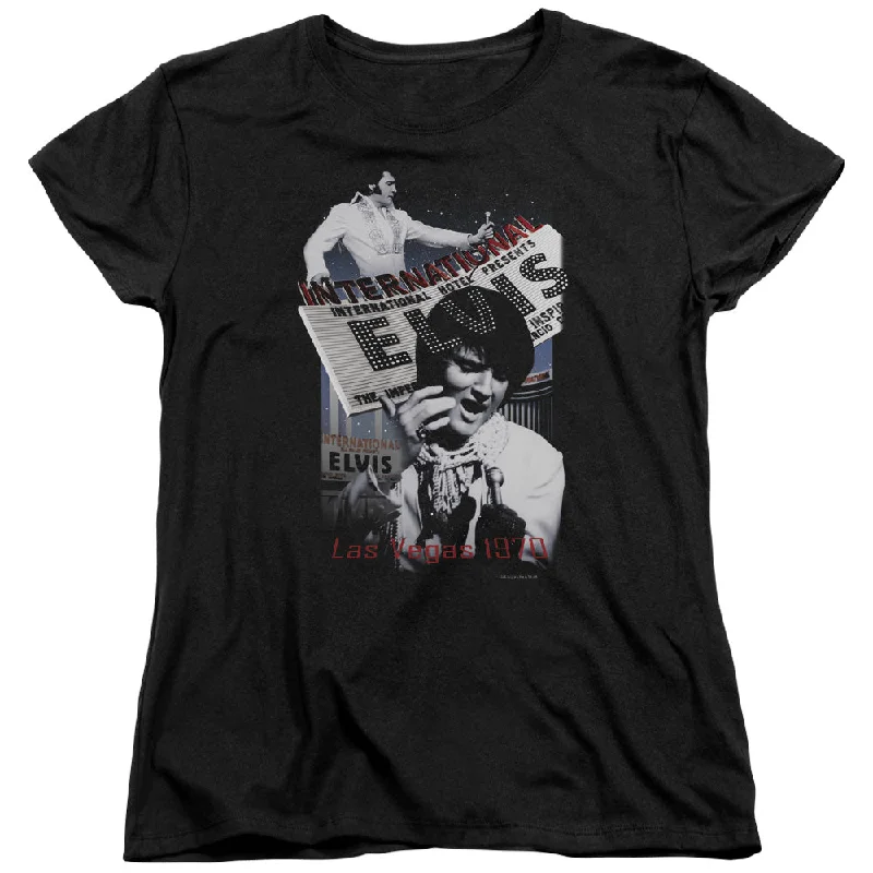 Price Smash Elvis Presley Womens T-Shirt International Hotel Black Tee
