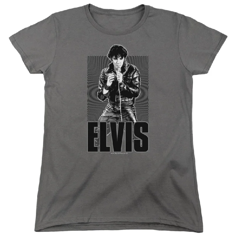 Price Smash Elvis Presley Womens T-Shirt Leather Jacket Charcoal Tee