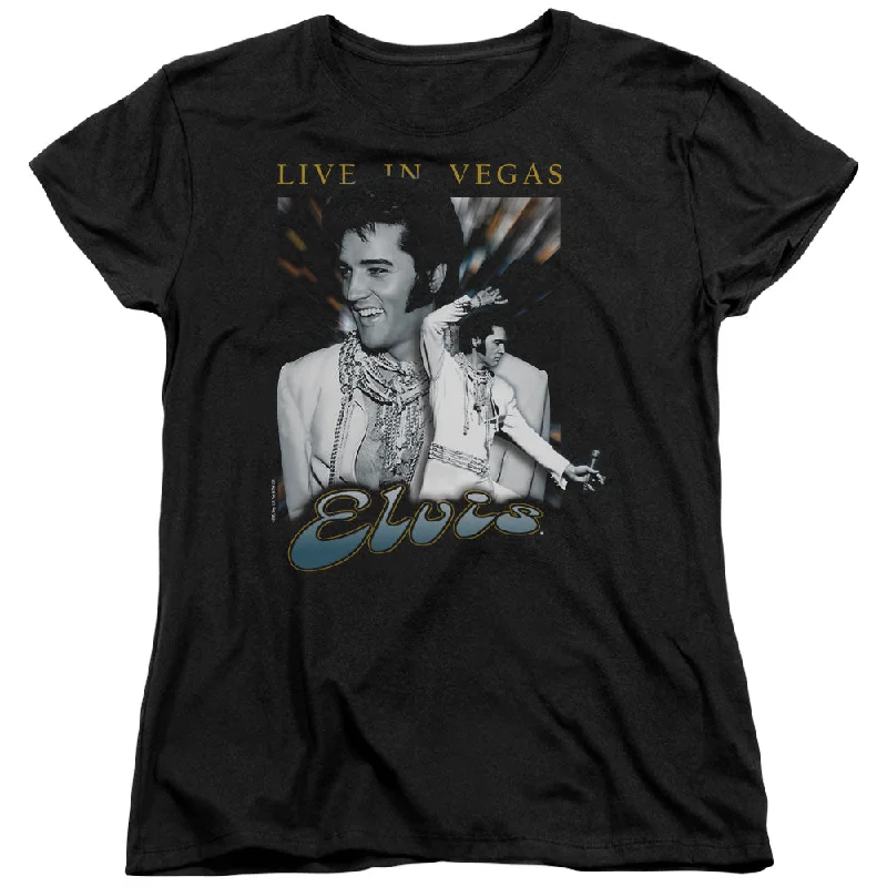 Price Rollback Elvis Presley Womens T-Shirt Live in Vegas Black Tee