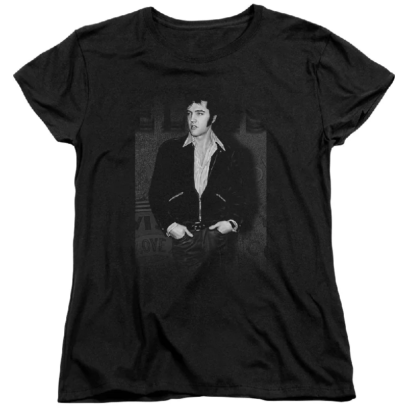 Crazy Deals Elvis Presley Womens T-Shirt Posing Black Tee