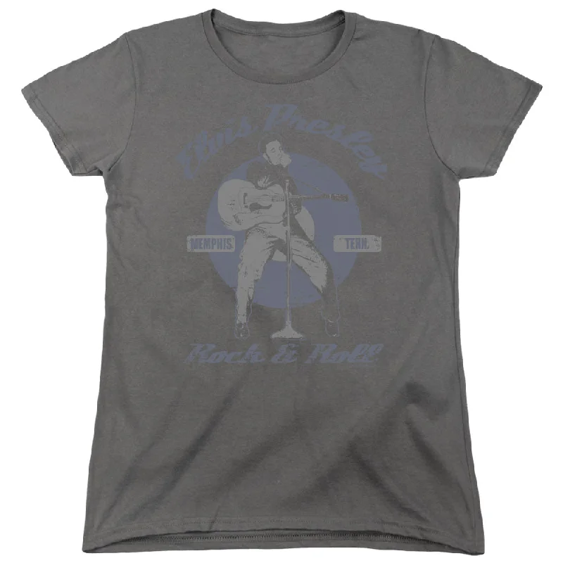 Unmissable Offer Elvis Presley Womens T-Shirt Rock and Roll Charcoal Tee