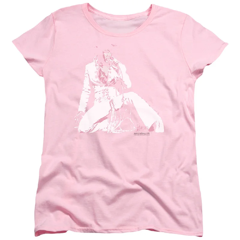 Members Only Elvis Presley Womens T-Shirt Singing Pink Tee
