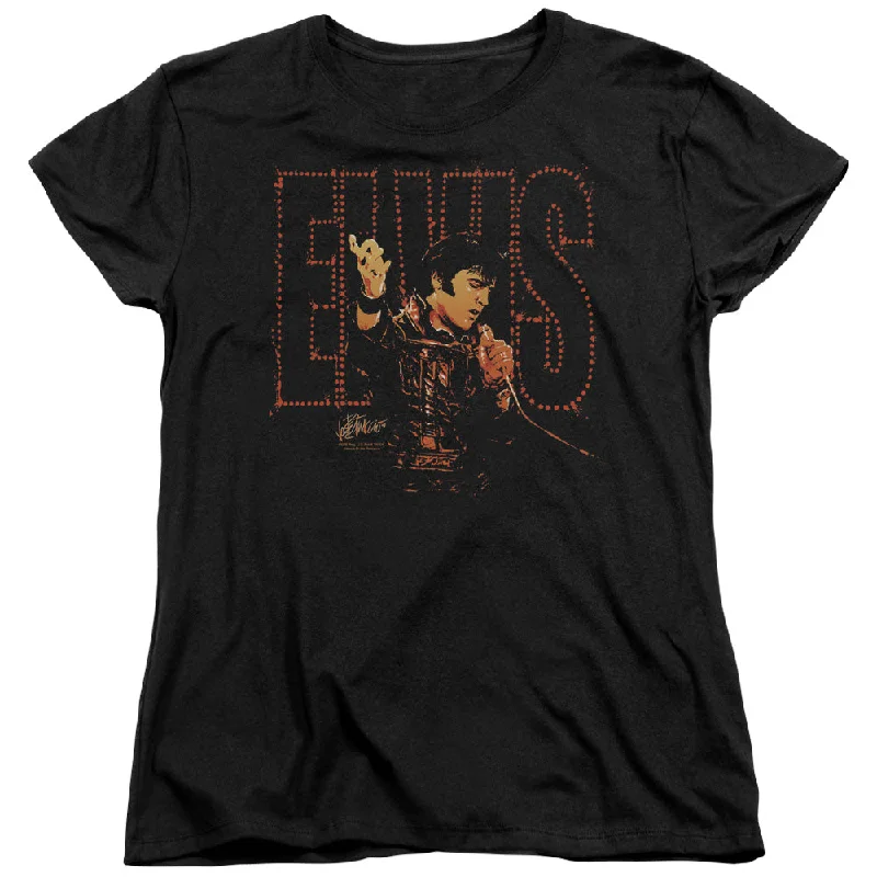 New Deals Elvis Presley Womens T-Shirt Take My Hand Black Tee
