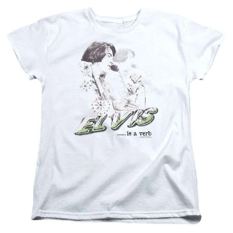 Act Now Elvis Presley Womens T-Shirt Verb White Tee