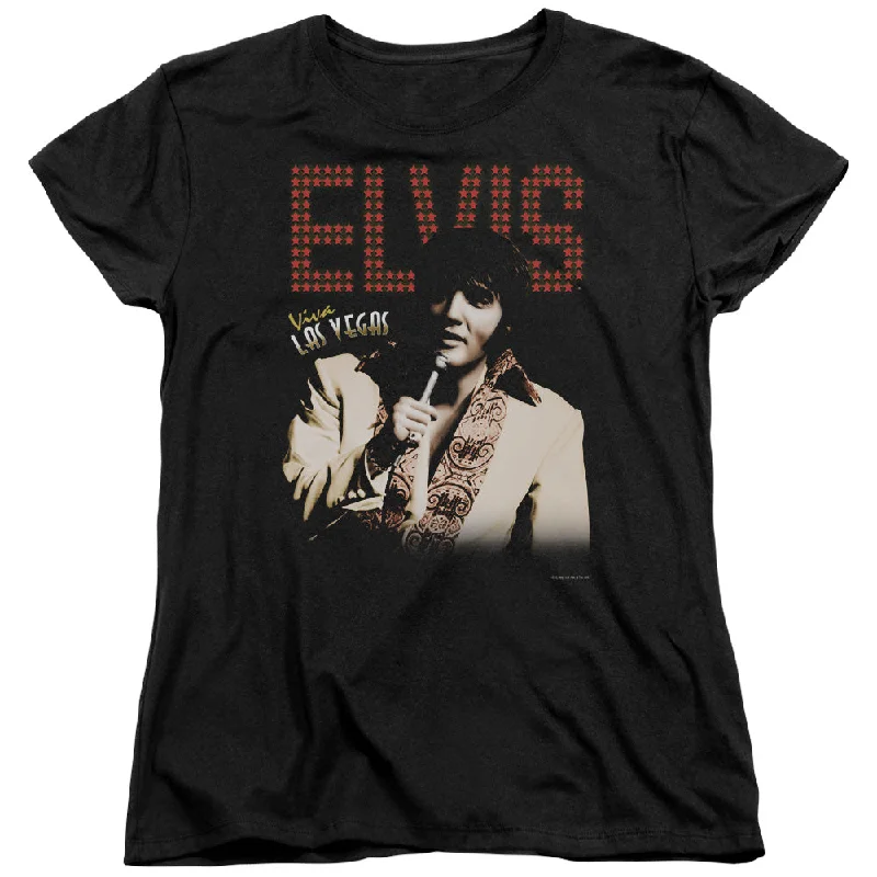 Act Now Elvis Presley Womens T-Shirt Viva Las Vegas Stars Black Tee