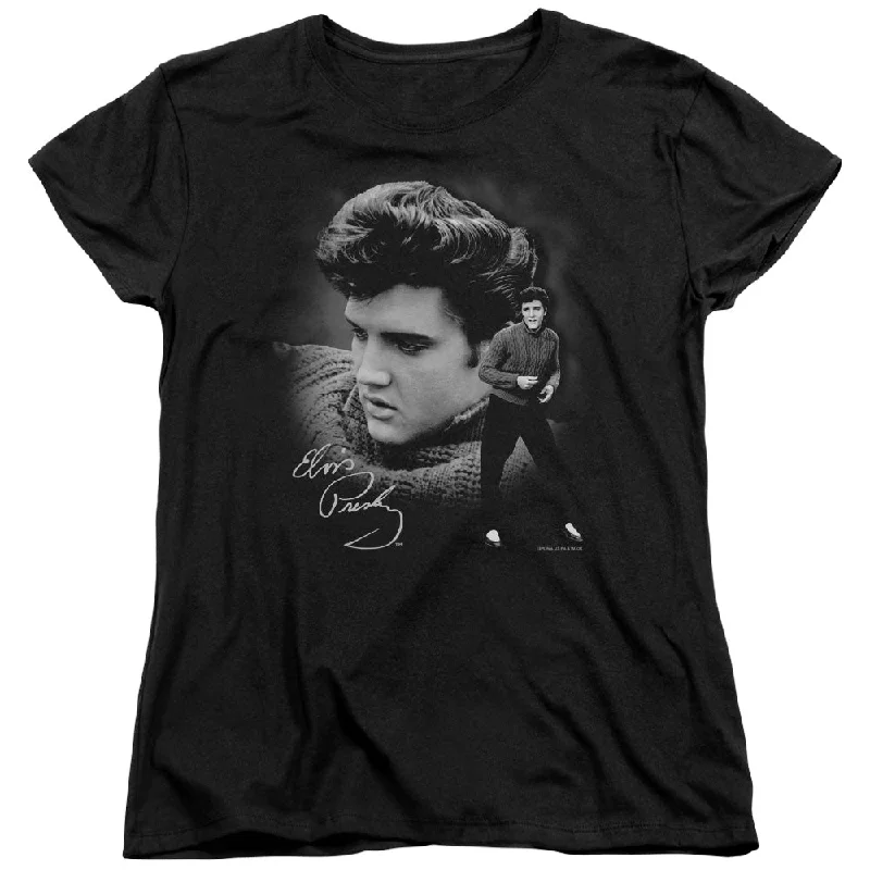 Price Rollback Elvis Presley Womens T-Shirt Wearing Sweater Black Tee