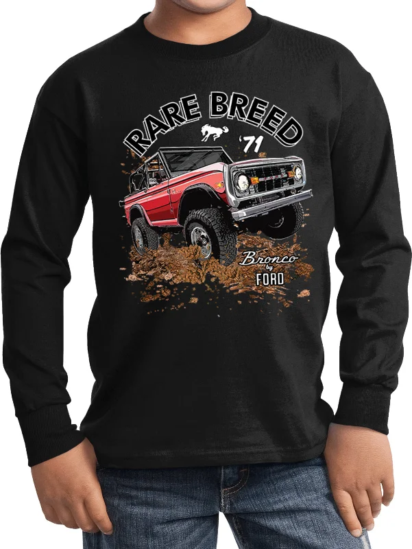 Don't Wait Ford 1971 Bronco Rare Breed Youth Kids Long Sleeve Shirt