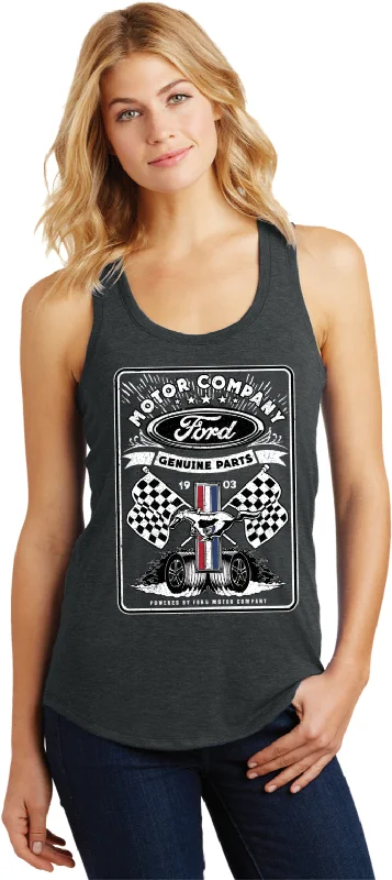 Deep Discounts Ford Genuine Parts Racing Ladies Racerback Tank Top