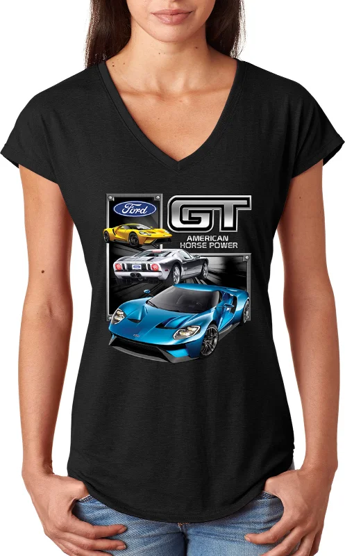 Customer Appreciation Sale Ford GT Supercar Ladies Triblend V-Neck Shirt