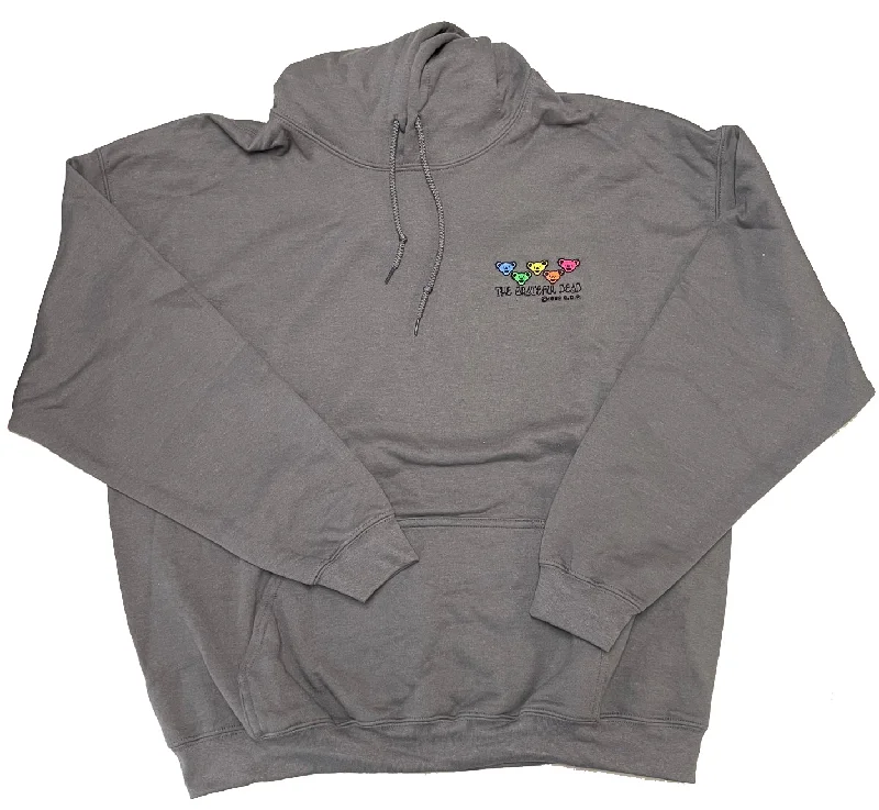 The Best Prices Grateful Dead Hoodie Embroidered Bears Chest Print Grey Hoodie