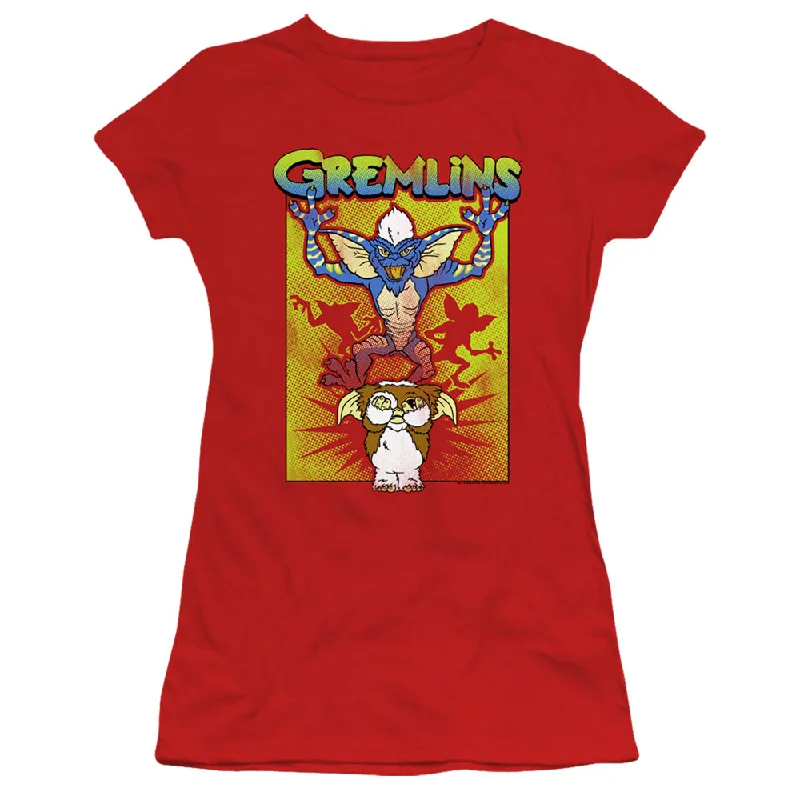 Incredible Offers Gremlins 2 Juniors T-Shirt Gizmo's Afraid Red Tee