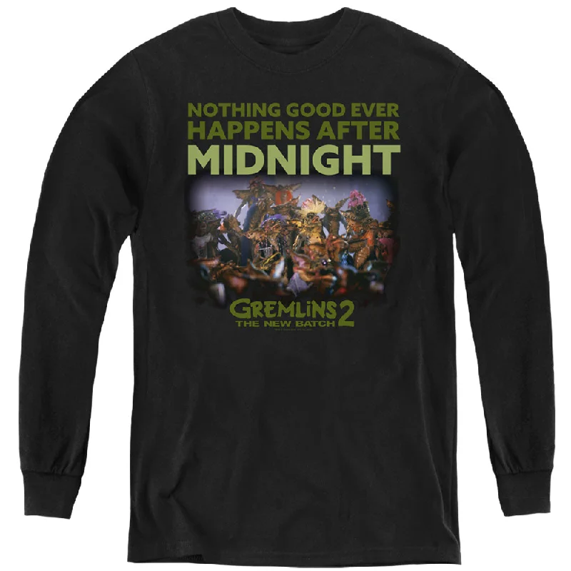 Now or Never Gremlins 2 Kids Long Sleeve Shirt After Midnight Black Tee