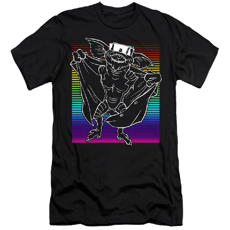 Savings Bonanza Gremlins 2 Premium Canvas T-Shirt Flasher Neon Rainbow Black Tee