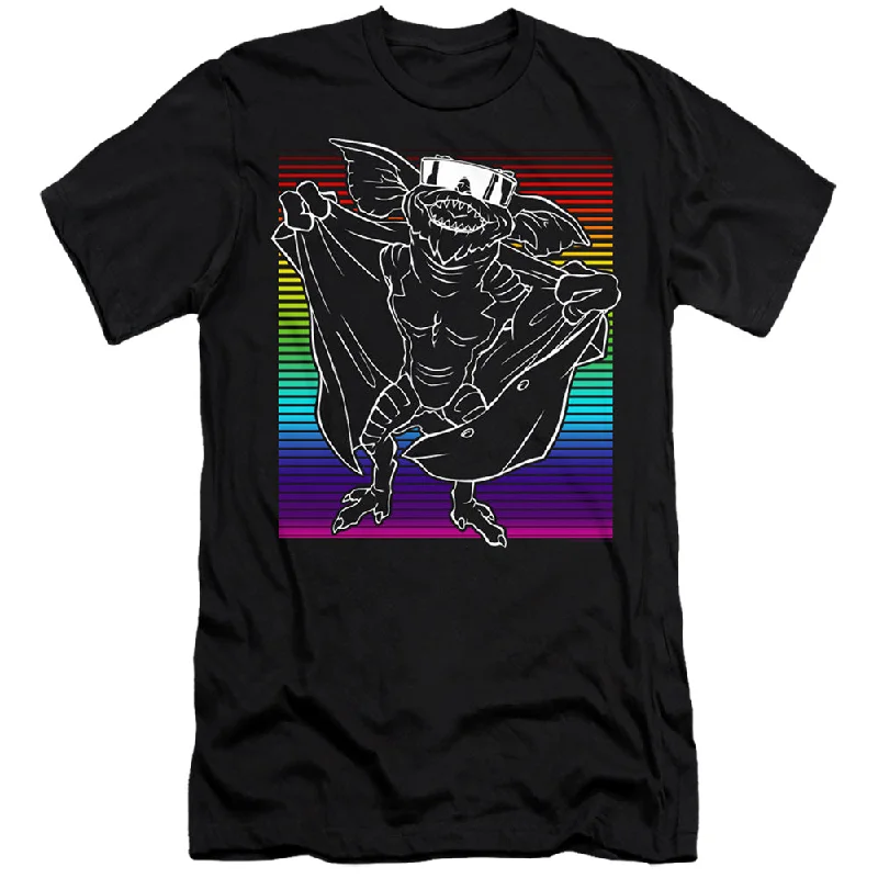 Price Fest Gremlins 2 Slim Fit T-Shirt Flasher Neon Rainbow Black Tee