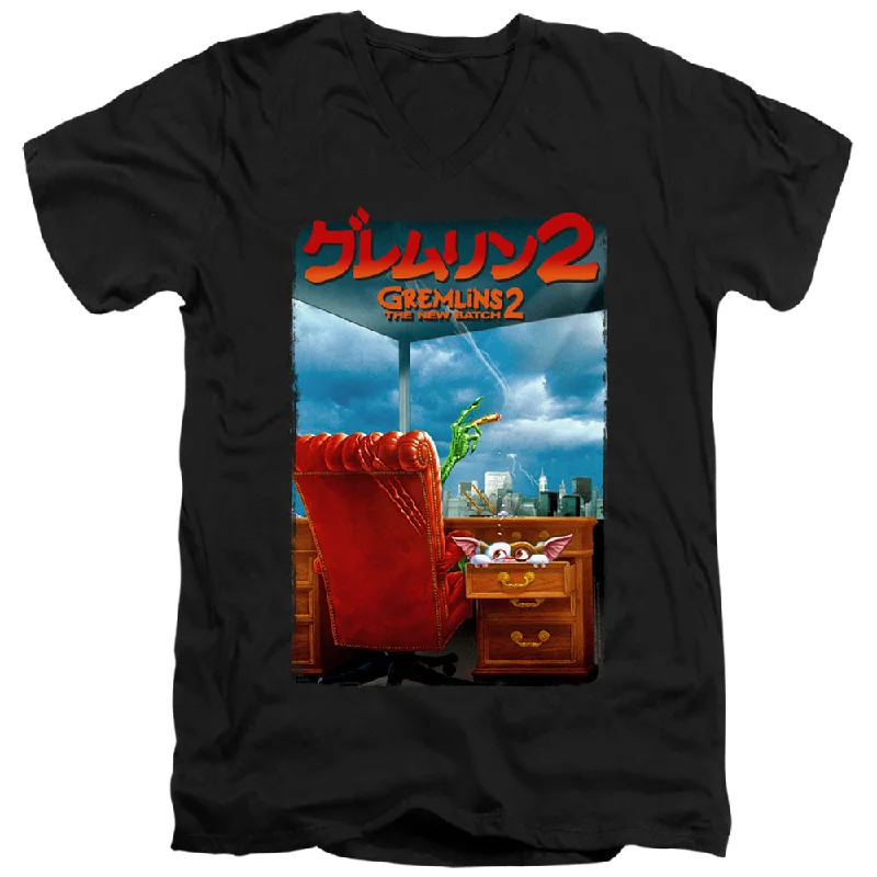 Price Cut Gremlins 2 Slim Fit V-Neck T-Shirt Japanese Poster Black Tee