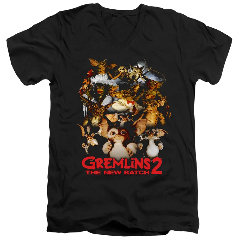 Unmissable Offer Gremlins 2 Slim Fit V-Neck T-Shirt Mogwai Crew Black Tee