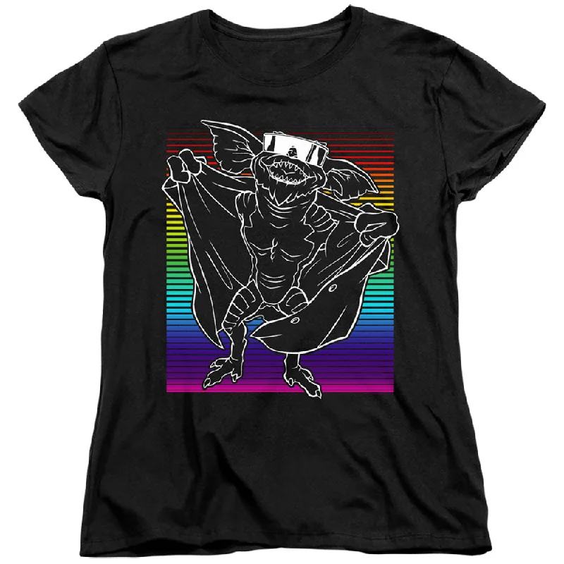 Savings Event Gremlins 2 Womens T-Shirt Flasher Neon Rainbow Black Tee
