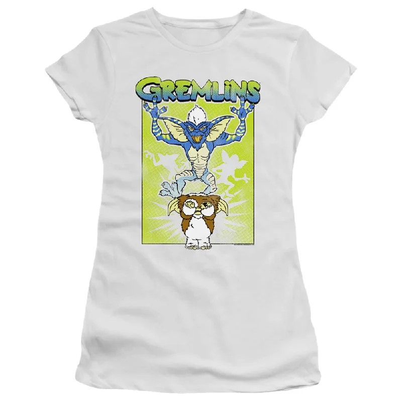 Amazing Deals Gremlins Juniors T-Shirt Scared Gizmo White Tee