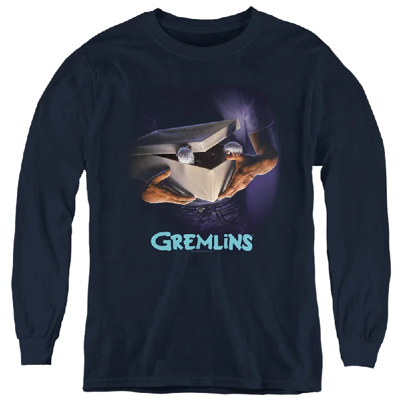 Discount Deals Gremlins Kids Long Sleeve Shirt Movie Poster Navy Tee
