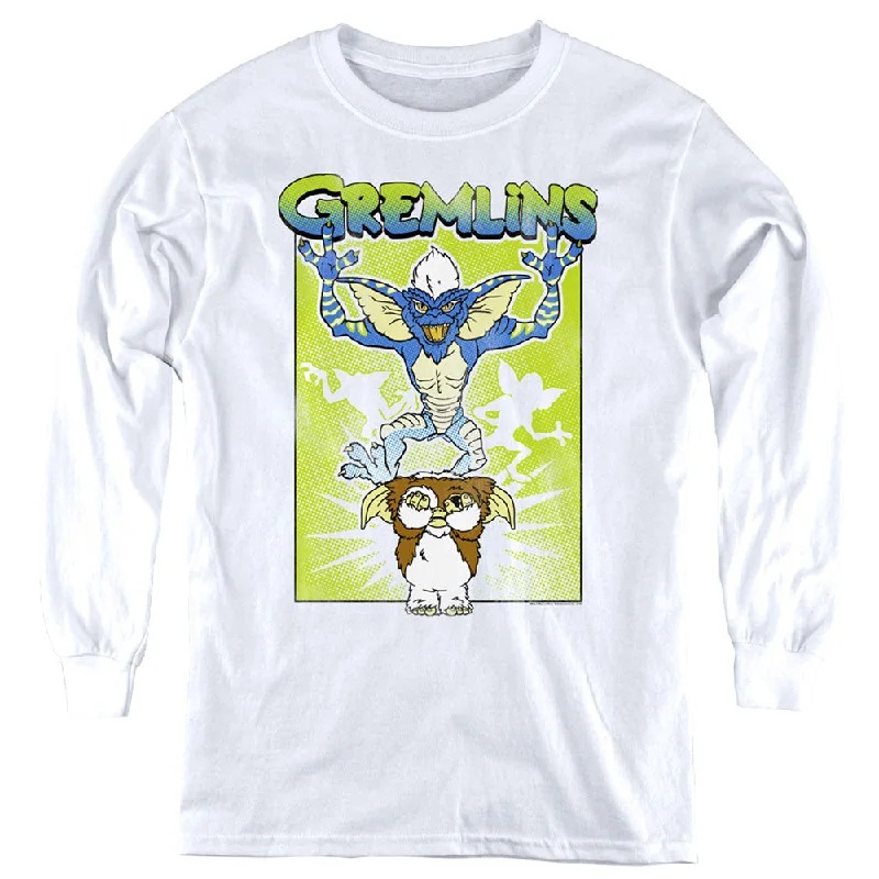 One-DAY Sale Gremlins Kids Long Sleeve Shirt Scared Gizmo White Tee