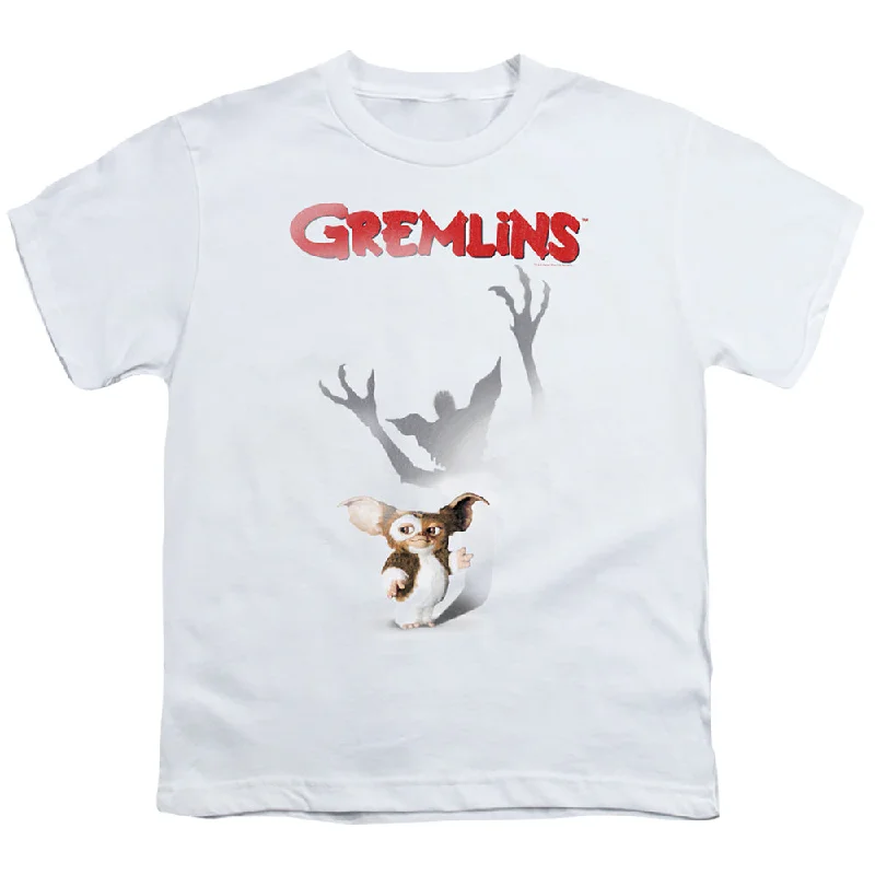 Final Clearance Gremlins Kids T-Shirt Shadow Poster White Tee