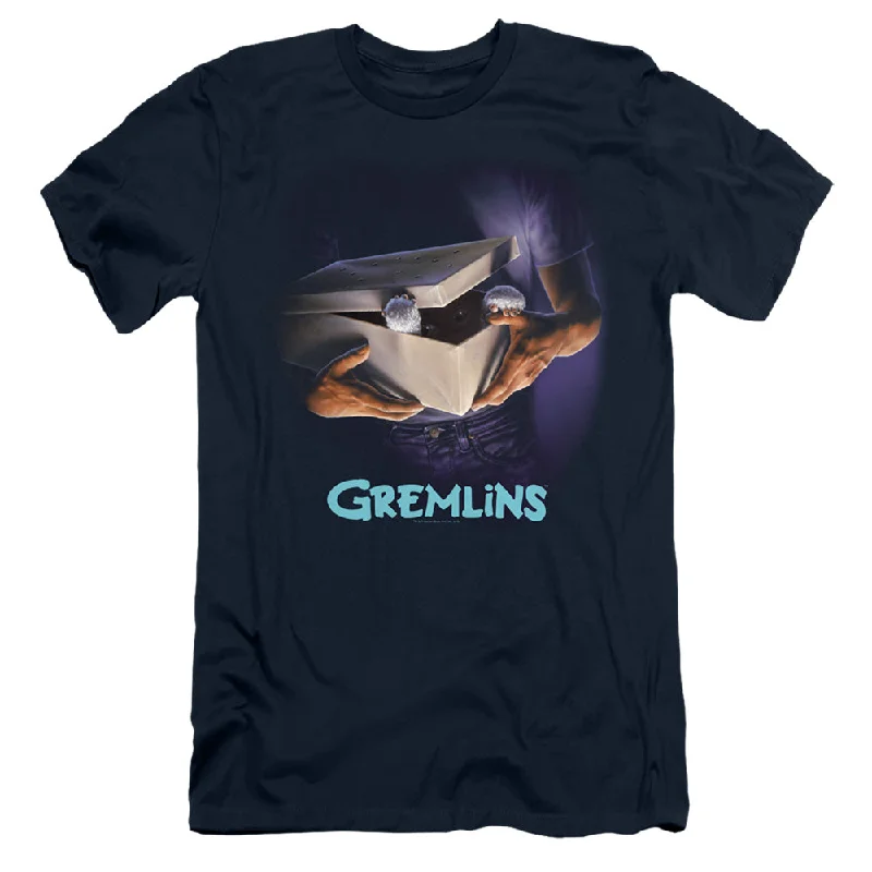Discount Extravaganza Gremlins Slim Fit T-Shirt Movie Poster Navy Tee