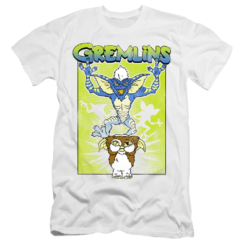 Best Bargains Gremlins Slim Fit T-Shirt Scared Gizmo White Tee