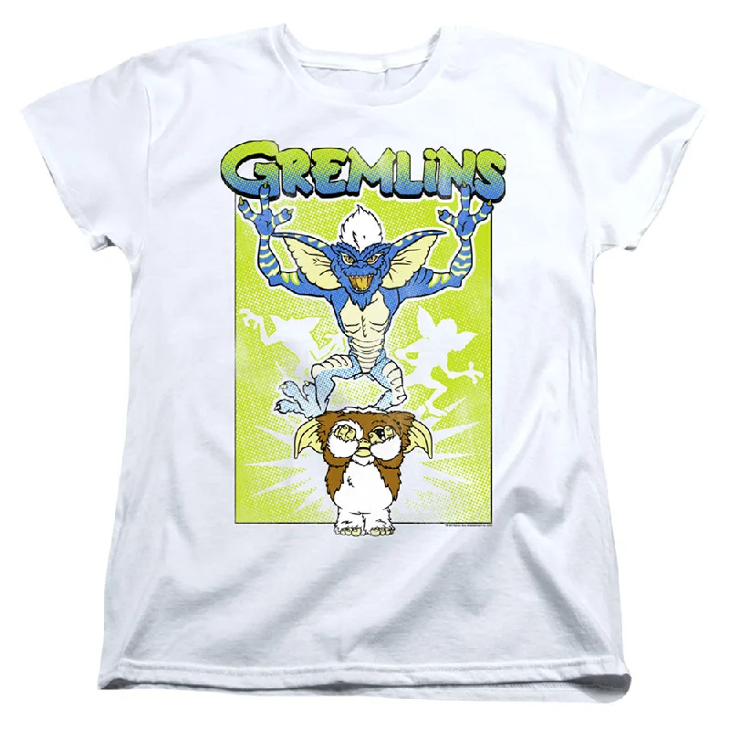 Price Drop Gremlins Womens T-Shirt Scared Gizmo White Tee