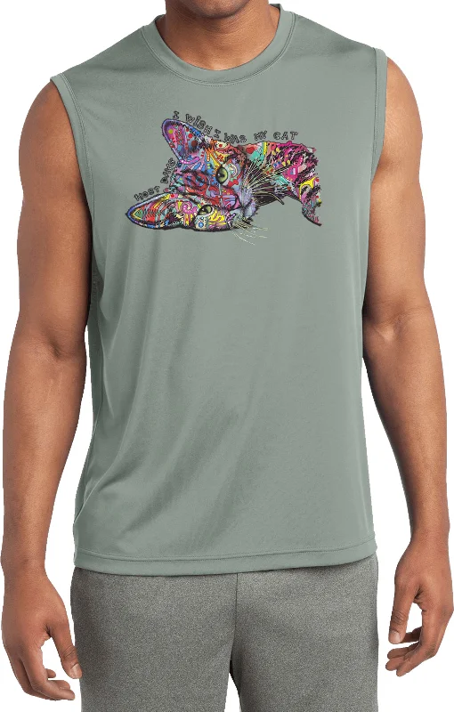 Time-Limited Offer I Wish I Was My Sleepy Cat Sleeveless Moisture Wicking Shirt