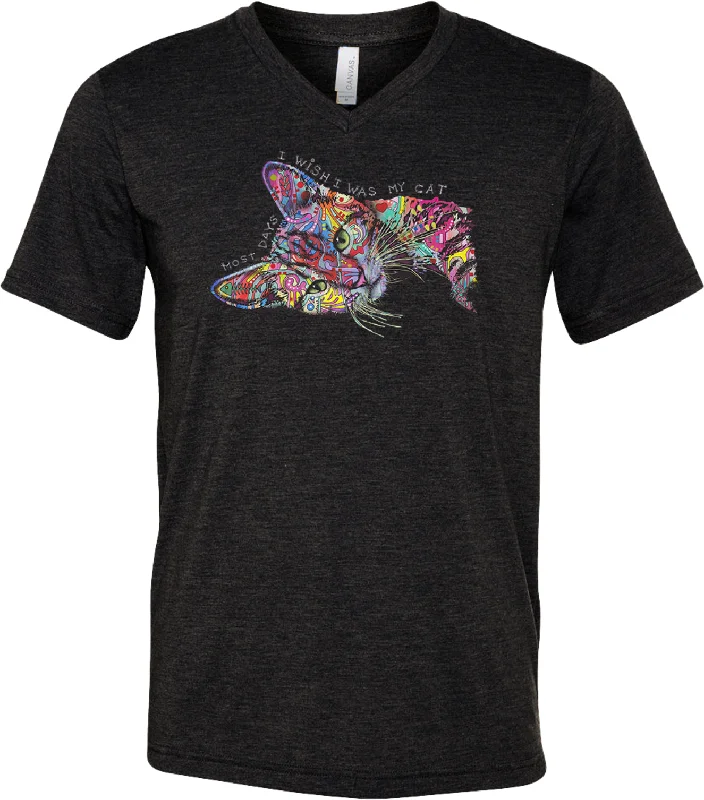 Super Bargain I Wish I Was My Sleepy Cat Tri Blend V-neck Shirt