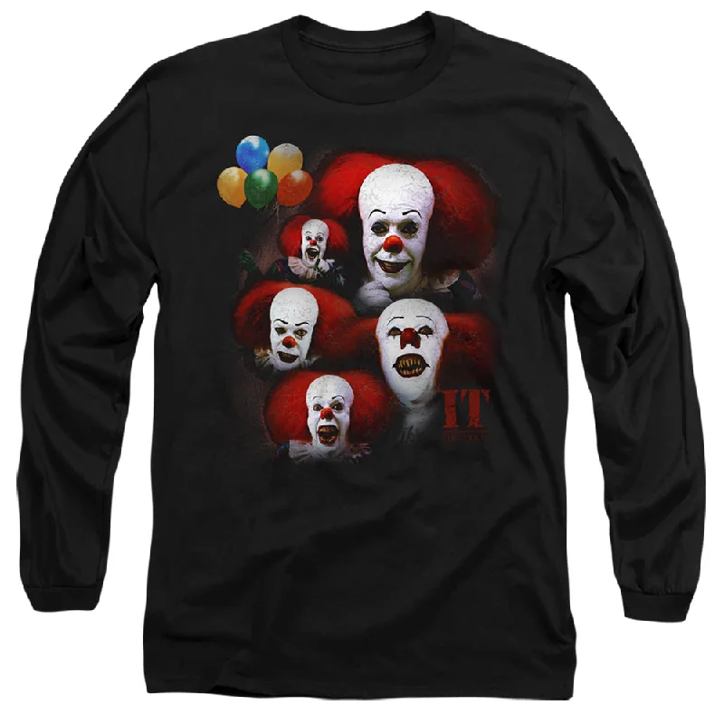 Last Chance IT Movie Long Sleeve T-Shirt Pennywise Faces Black Tee