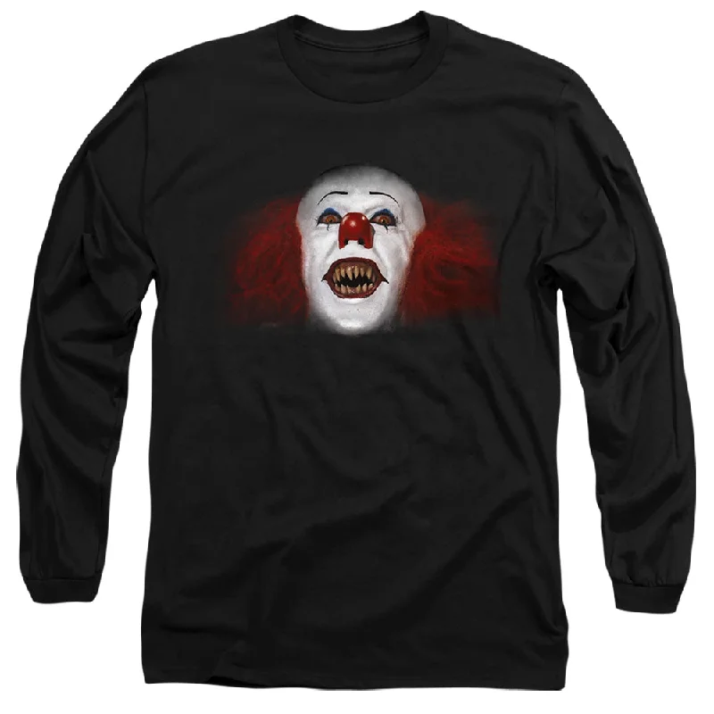 Instant Savings IT Movie Long Sleeve T-Shirt Pennywise Fangs Photo Black Tee