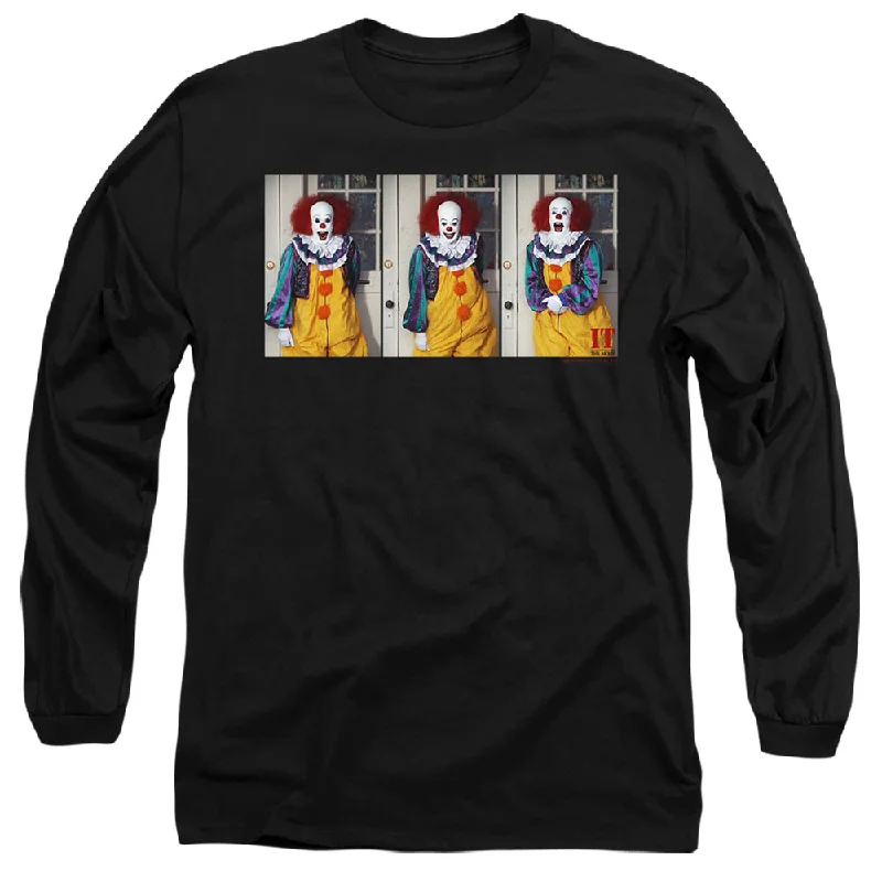 Clearance Sale IT Movie Long Sleeve T-Shirt Pennywise Photos Collage Black Tee