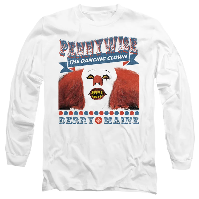 Clearance Event IT Movie Long Sleeve T-Shirt Pennywise The Dancing Clown White Tee