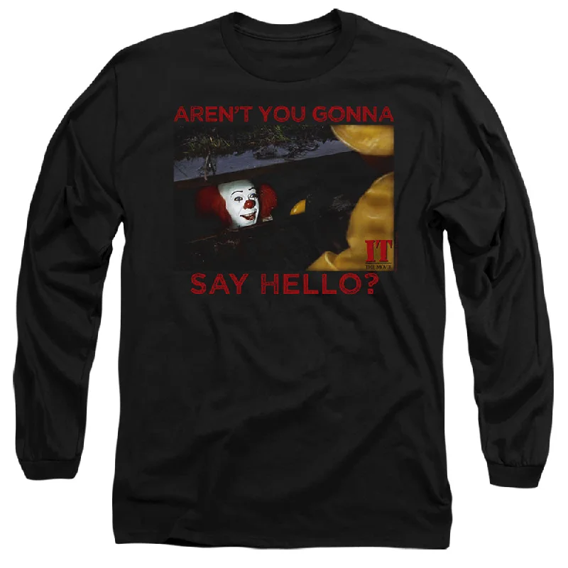 The Best Prices IT Movie Long Sleeve T-Shirt Say Hello Black Tee