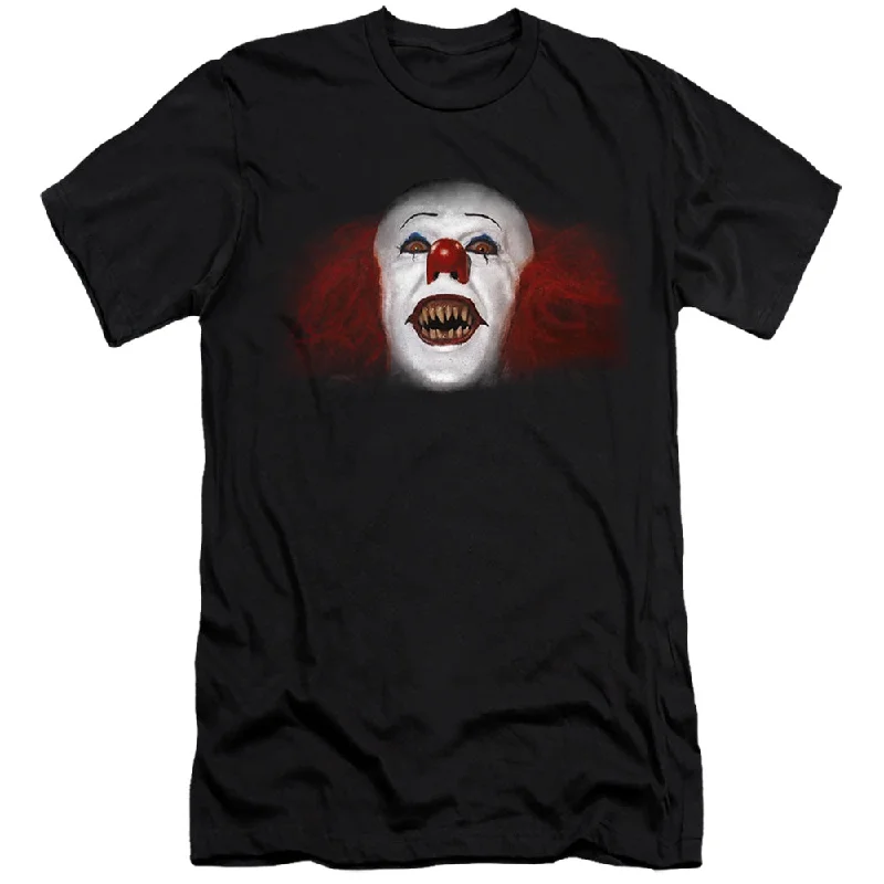 Markdown Madness IT Movie Slim Fit T-Shirt Pennywise Fangs Photo Black Tee