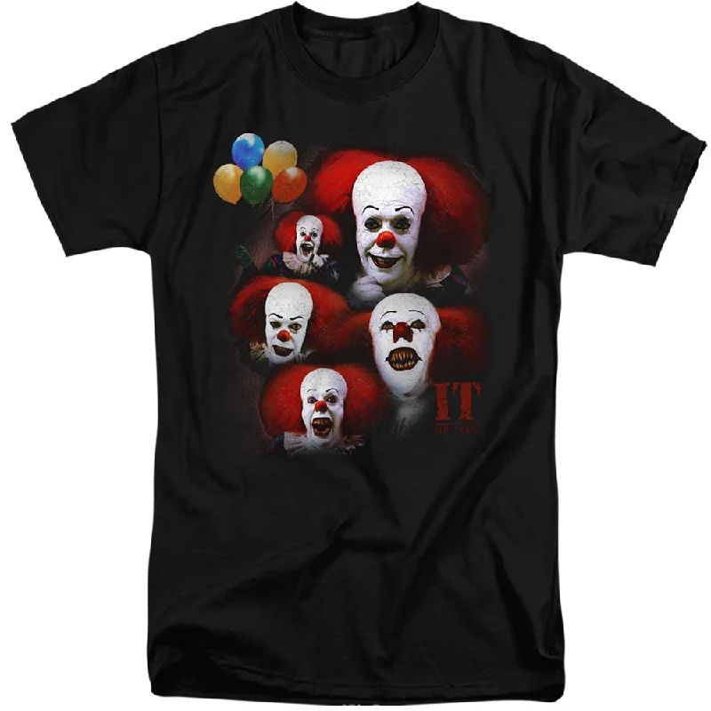 Holiday Sale IT Movie Tall T-Shirt Pennywise Faces Black Tee
