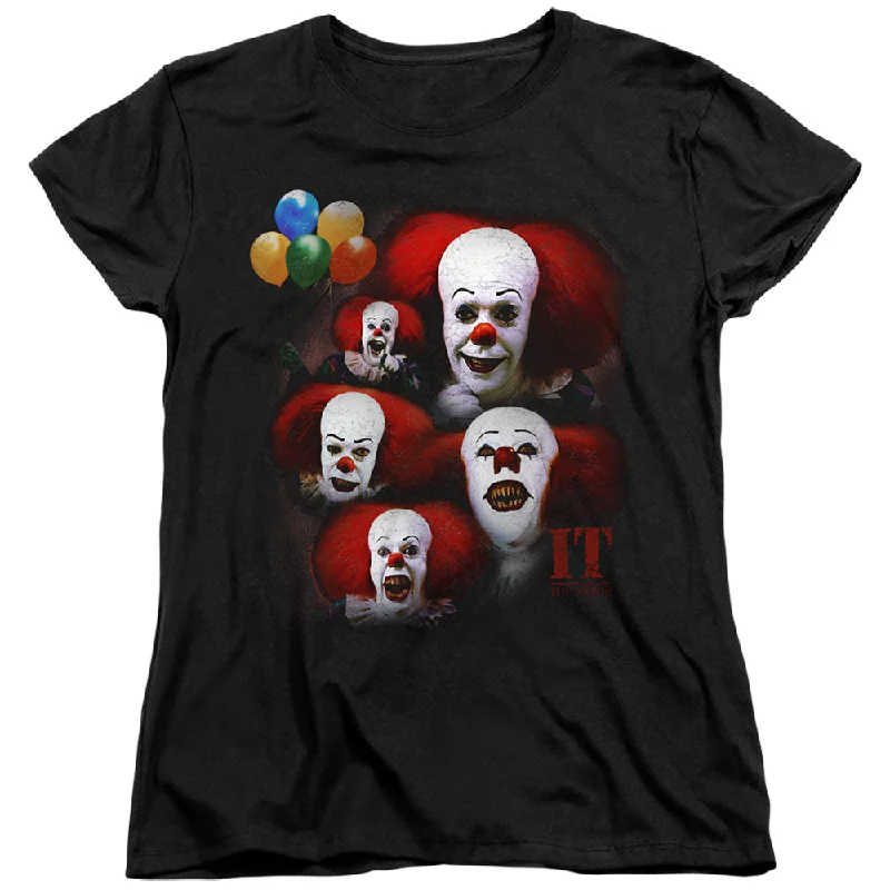 Price Drop IT Movie Womens T-Shirt Pennywise Faces Black Tee