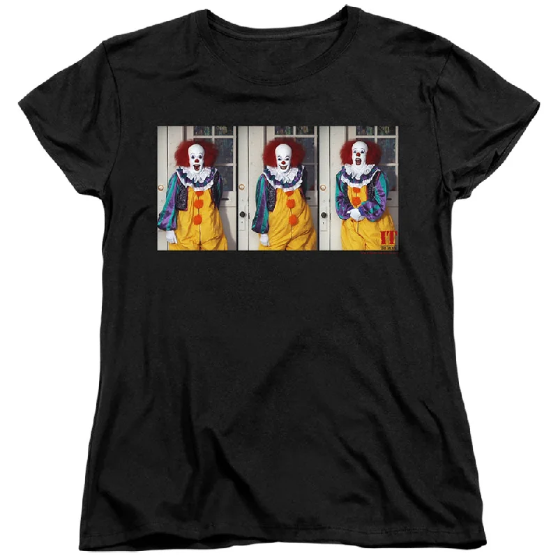 Best Seller IT Movie Womens T-Shirt Pennywise Photos Collage Black Tee