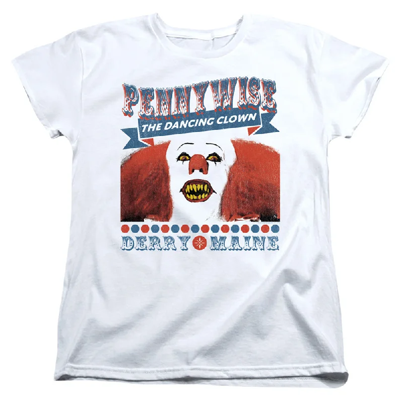 Price Slash IT Movie Womens T-Shirt Pennywise The Dancing Clown White Tee