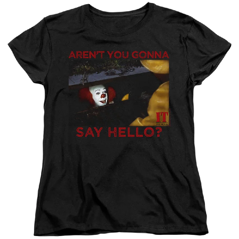 Exclusive Deal IT Movie Womens T-Shirt Say Hello Black Tee