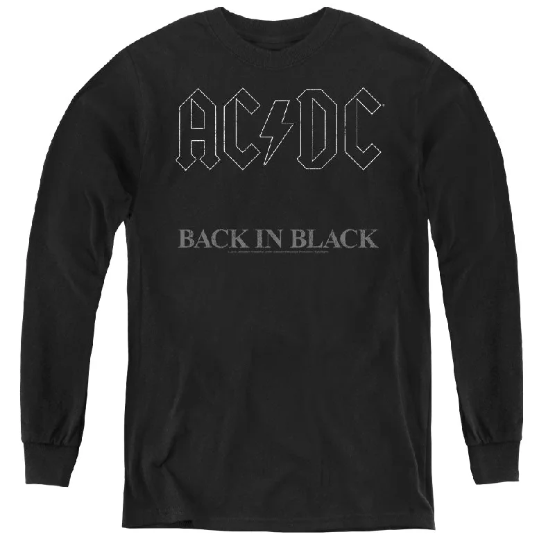 Today's Special Kids AC/DC T-Shirt Back in Black Album Cover Youth Long Sleeve Shirt