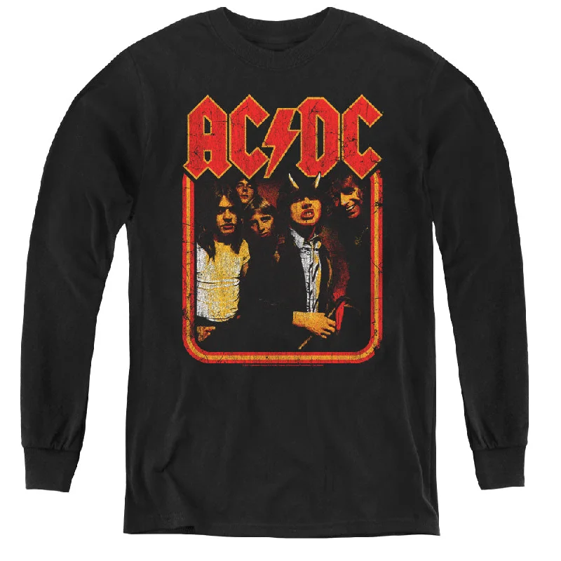 Deep Discounts Kids AC/DC T-Shirt Distressed Group Photo Youth Long Sleeve Shirt