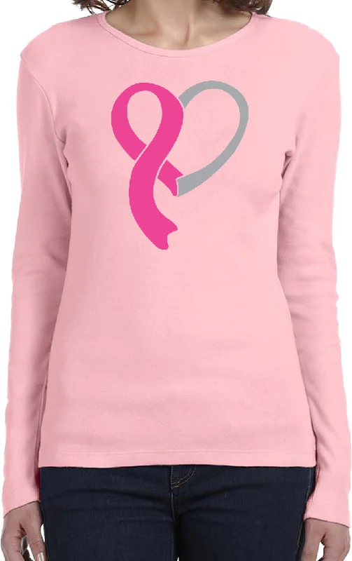 Midnight Madness Ladies Breast Cancer Awareness Long Sleeve Shirt Heart Ribbon
